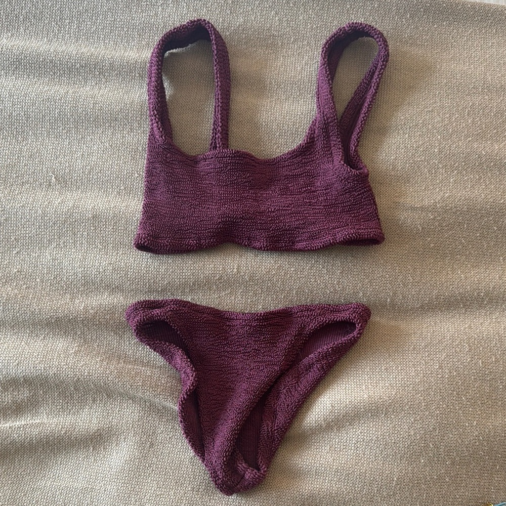 Hunza G Purple Textured Bikini Set